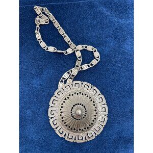 Monet Silver Necklace with Intricate Pendant